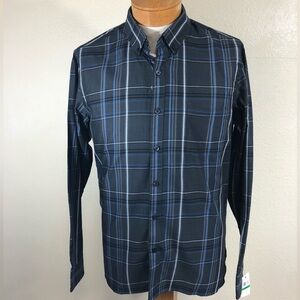 Van Heusen Black Never Tuck Exploded Plaid Men’s Long Sleeve Shirt